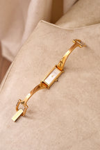 Vintage Gucci 1500L Gold Bangle Watch with White Dial, 90s Quartz
