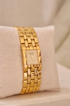 Vintage  18k Gold Plated Ladies Raymond Weil Tank Watch with Box & Papers