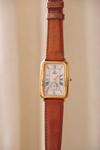 Vintage 90s Unisex Gold-Plated Fendi 500 Quartz Watch with Rectangular Tank-Style Dial