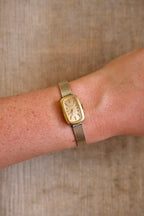 Vintage Bulova Ladies Watch 1950s Gold Plated Rectangular Swiss Manual Wind Mesh Bracelet