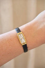 Vintage Raymond Weil Tank Watch: 18k Gold Plated, Leather Strap, Working