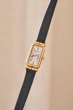 Vintage Raymond Weil Tank Watch: 18k Gold Plated, Leather Strap, Working