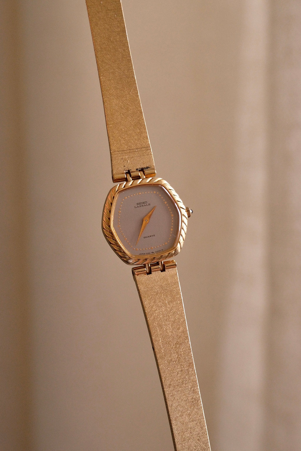 Rare Slim 90s Ladies Seiko Lassale Gold Watch and Cabochon Crown
