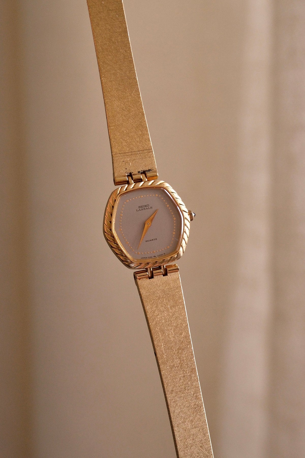 Rare Slim 90s Ladies Seiko Lassale Gold Watch and Cabochon Crown