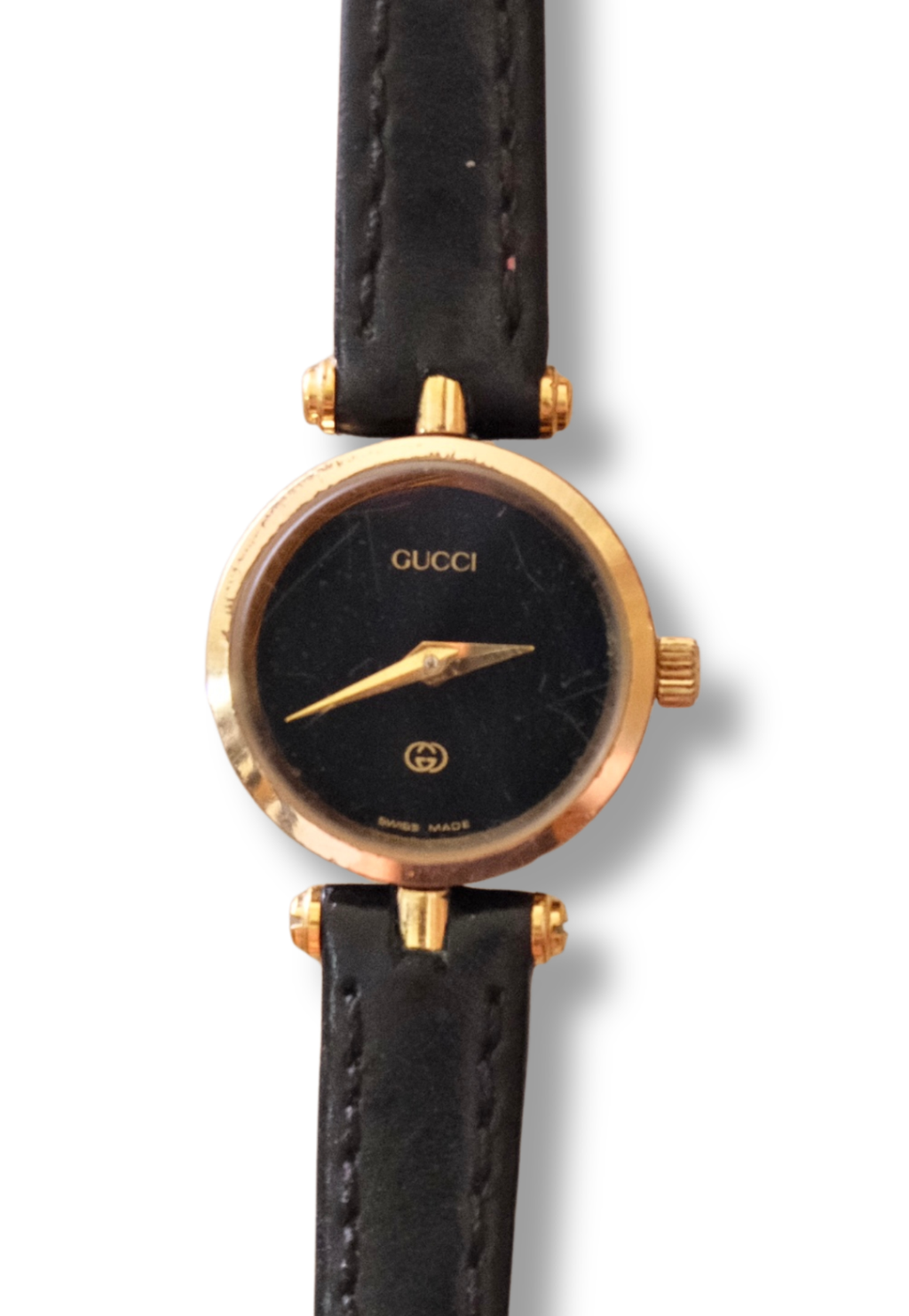 1990s Ladies Vintage 2000L Gucci Gold Leather Wristwatch Working