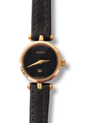 1990s Ladies Vintage 2000L Gucci Gold Leather Wristwatch Working
