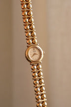 Rare Vintage Dainty 1986 Seiko 1E20-0440 Ladies Gold  Beaded Bracelet Quartz Watch Japan
