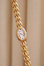 90s Vintage Ladies Oval Gold Seiko Watch White Dial Roman Numerals