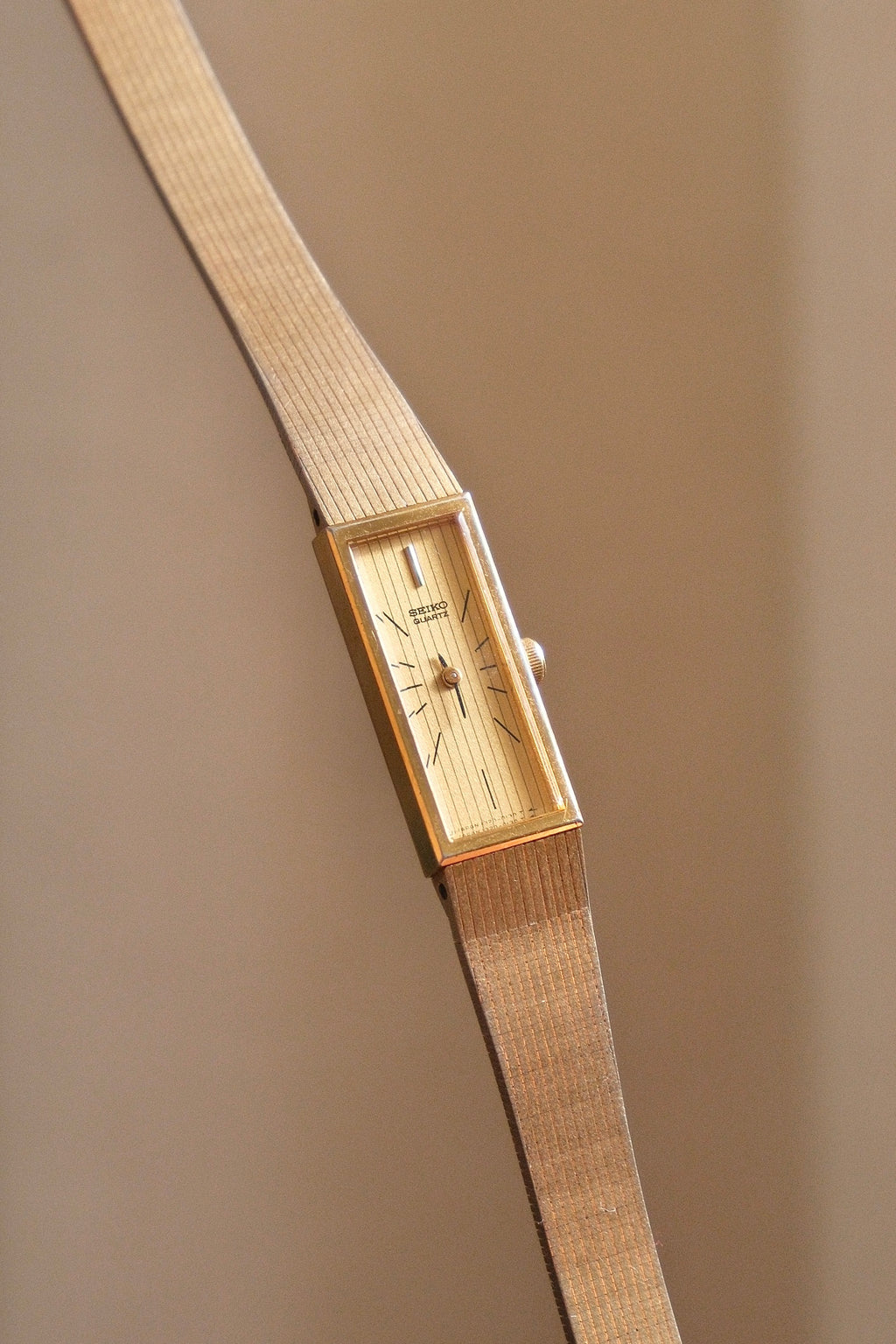 90s Seiko Tank Slim Gold Ladies Watch Auto Quartz