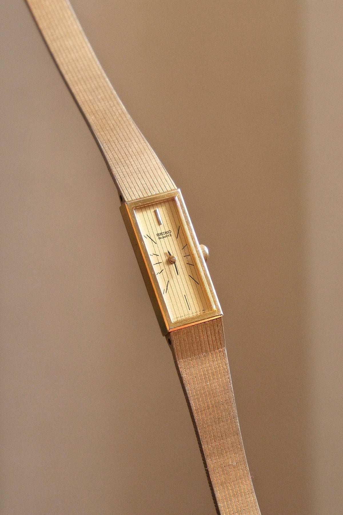 90s Seiko Tank Slim Gold Ladies Watch Auto Quartz