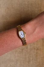 Vintage Seiko Ladies Quartz Watch Gold  Tonneau Case White Dial Roman Numerals  Watch