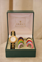 Vintage 1990 Gucci 11/12.2 Interchangeable Bezel Watch Gold Plated Swiss Ladies Watch Original Box