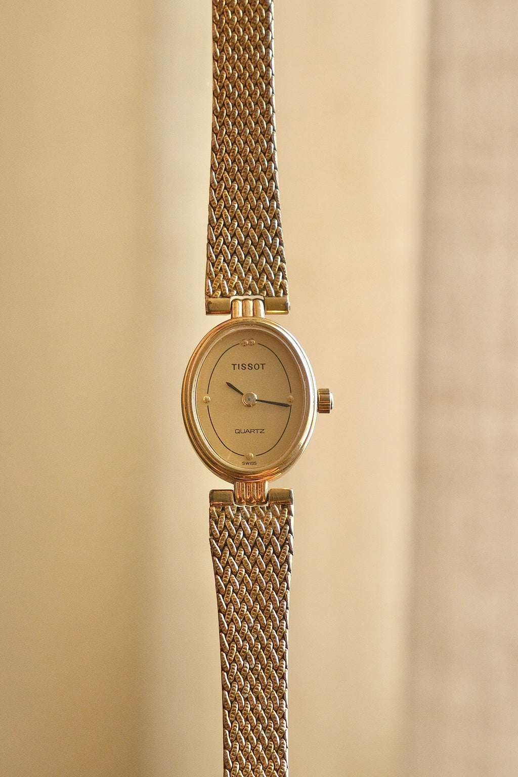 80s Vintage Ladies Gold Oval and Petite Tissot Watch Quartz Working