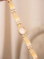 Vintage Ladies 90s Gold Rotary Watch Gemstone Details Working