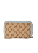Gucci GG Supreme Zip Around Wallet, Blue Lining Classic Monogram Design in Box