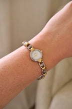 Sweet Vintage Ladies Accurist Two Tone Heart Watch Working
