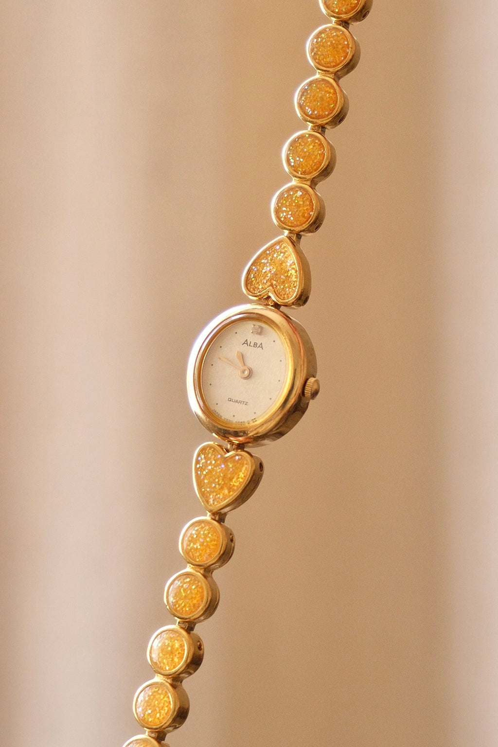 Rare 90s Vintage Gold Alba Seiko Heart Quartz Watch Working