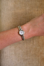 Vintage 90s Ladies Gold Two Tone Seiko Tissé Dainty Quartz Watch