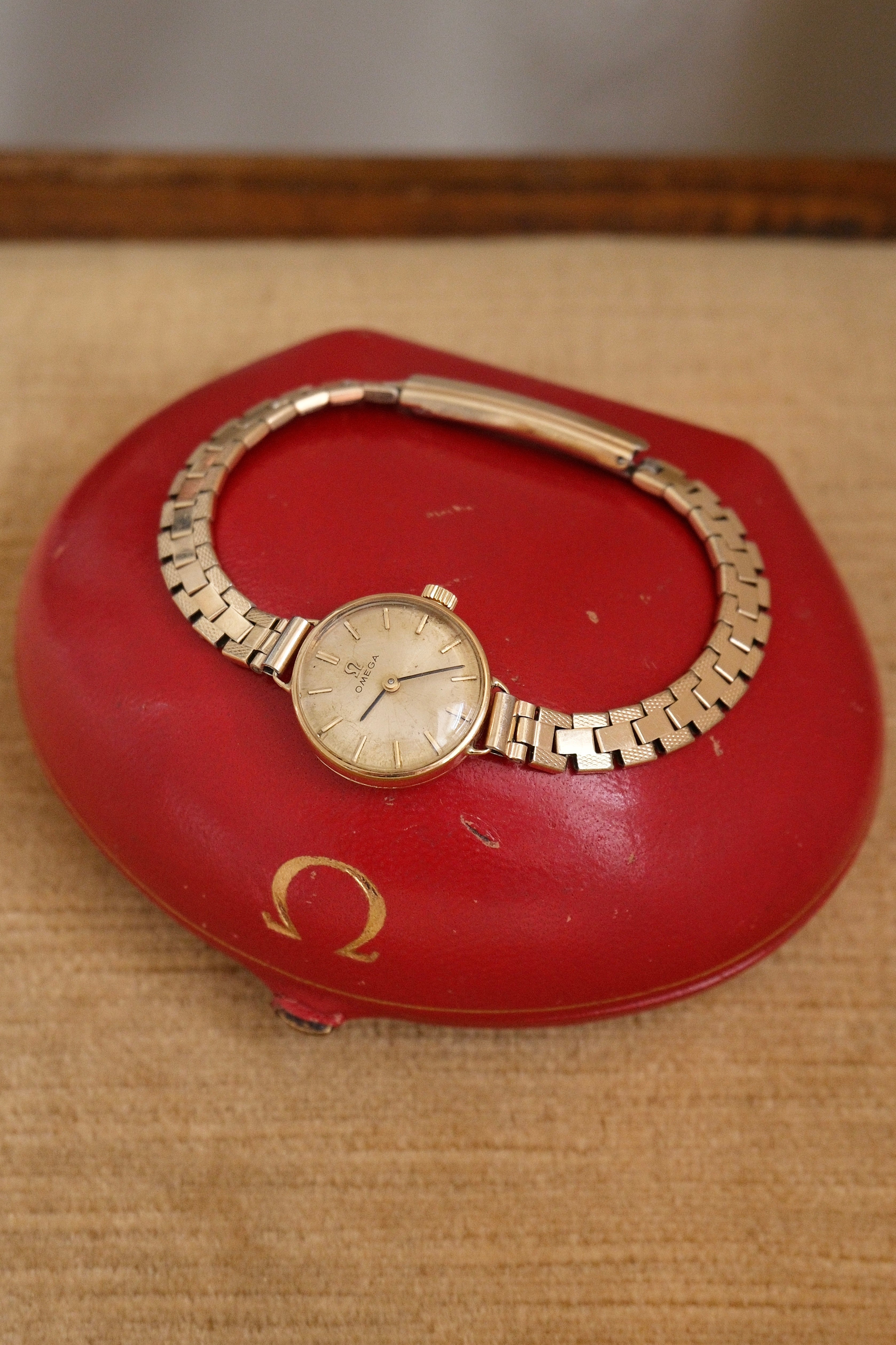1960s Vintage 9ct Gold Omega Cocktail Watch Gold Plated Bracelet in Orginal Shell Omega Box Manual Wind