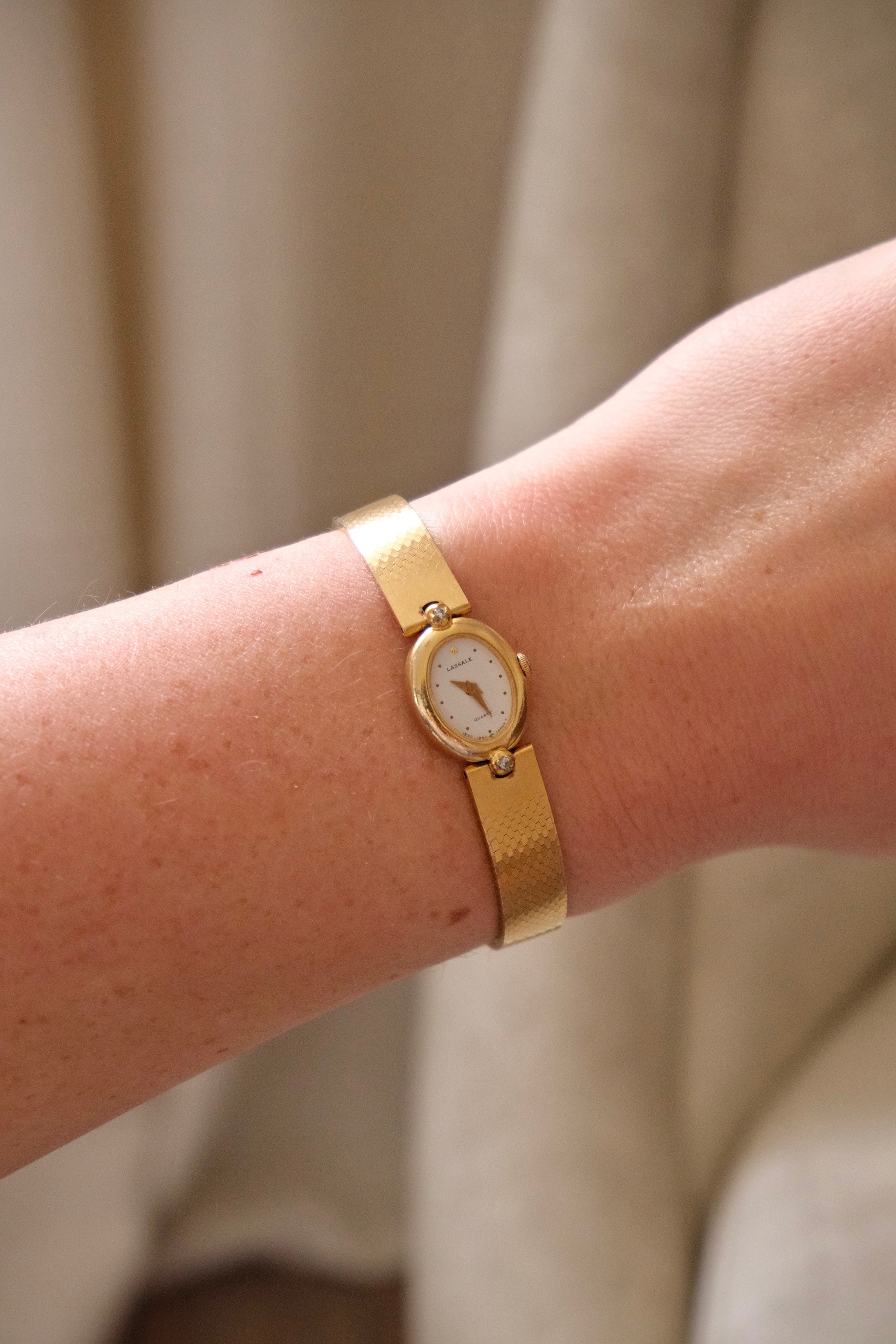 Rare Vintage 1980s Petite Seiko LaSalle Gold Tone Diamond Watch Working
