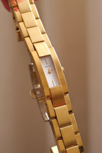 Vintage Gucci 4600L Ladies Quartz Watch Gold Tone Rectangular White Dial