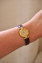 Vintage Ladies 1993 Cartier Must de Cartier Vermeil Watch Gold Plated Ladies Watch, Brown Leather Strap, Luxury Timepiece Box & Papers
