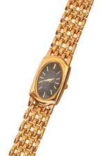 Vintage 90s Ladies Seiko Black Dial Gold Tank Watch Working