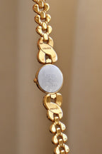 Vintage Ladies Gold Seiko Quartz Watch Featuring a Striking Chunky Intertwined Link Bracelet