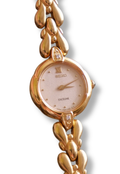 Vintage 90s Ladies Gold Seiko Exceline Watch with Diamond Accents Working