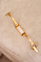 Vintage Gucci 1500L Gold Bangle Watch with White Dial, 90s Quartz