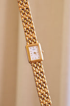 Vintage 90s Ladies Gold Sqaure Face Tank Seiko Watch Working