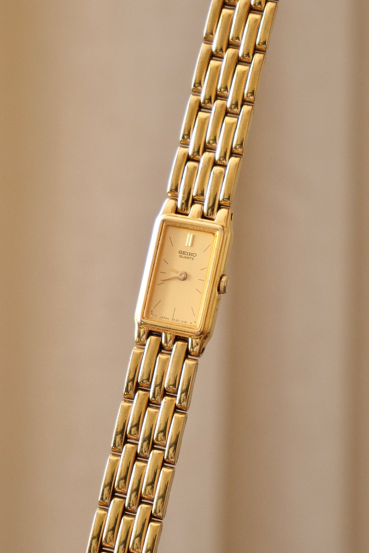 Slim Ladies 90s Gold Seiko Tank Style Quartz Watch Working