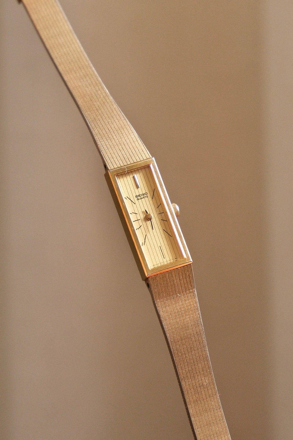 90s Seiko Tank Slim Gold Ladies Watch Auto Quartz