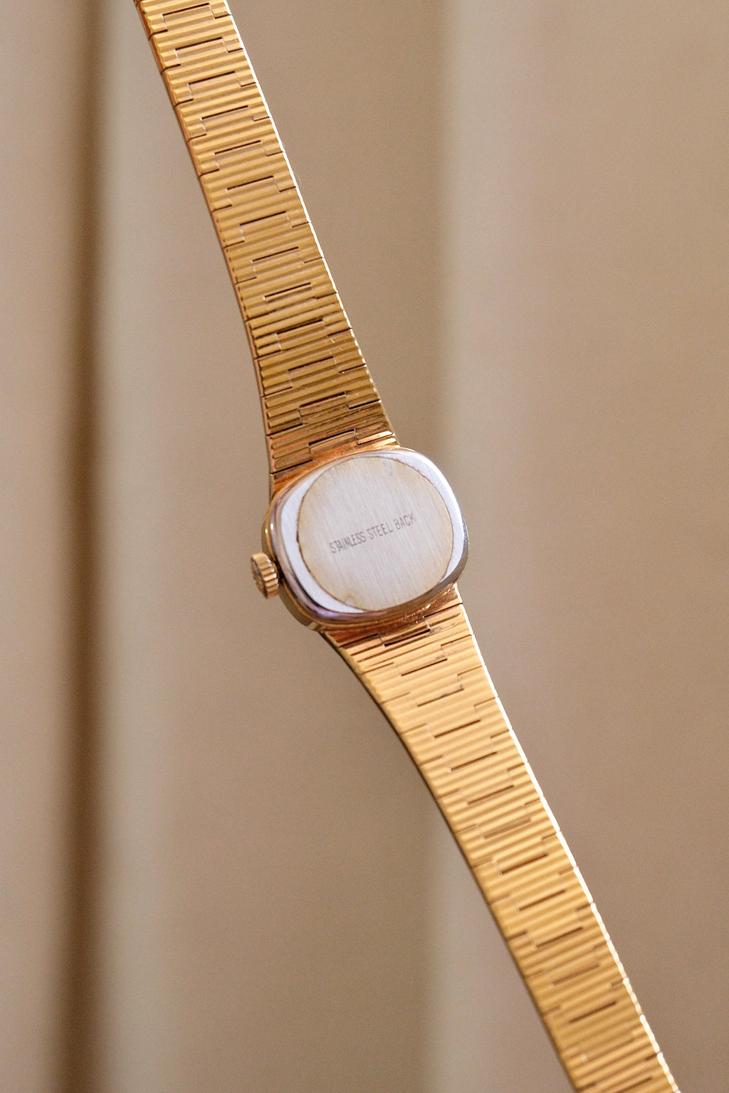 1970s Vintage Ladies Longines Gold Cocktail Watch, Textured Bark Bracelet Swiss Mechanical