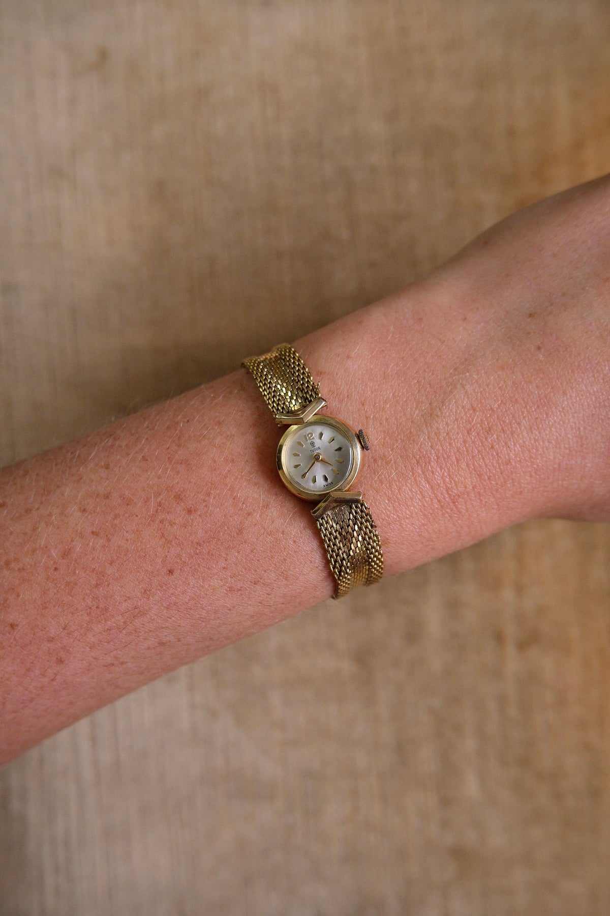 Vintage 1960s Dainty Tudor by Rolex Ladies Watch Gold Plated Swiss Mechanical Mesh Bracelet