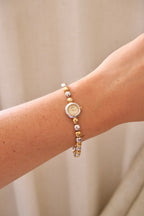 Rare Dainty Petite 90s Seiko Vintage Two Tone Watch Working with Safety Chain