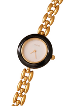 90s Vintage Gucci Gold Plated Rice Link Bezel Watch Working