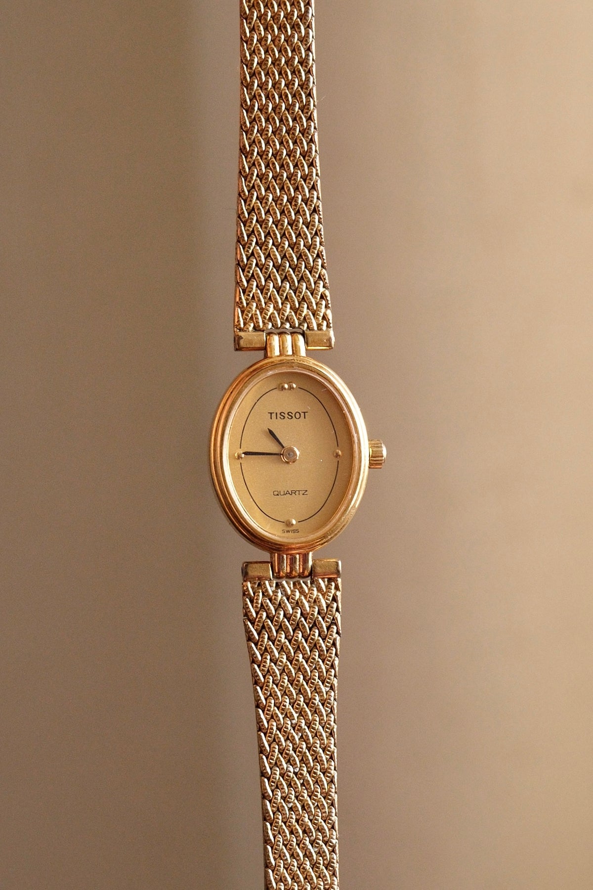 80s Vintage Ladies Gold Oval and Petite Tissot Watch Quartz Working