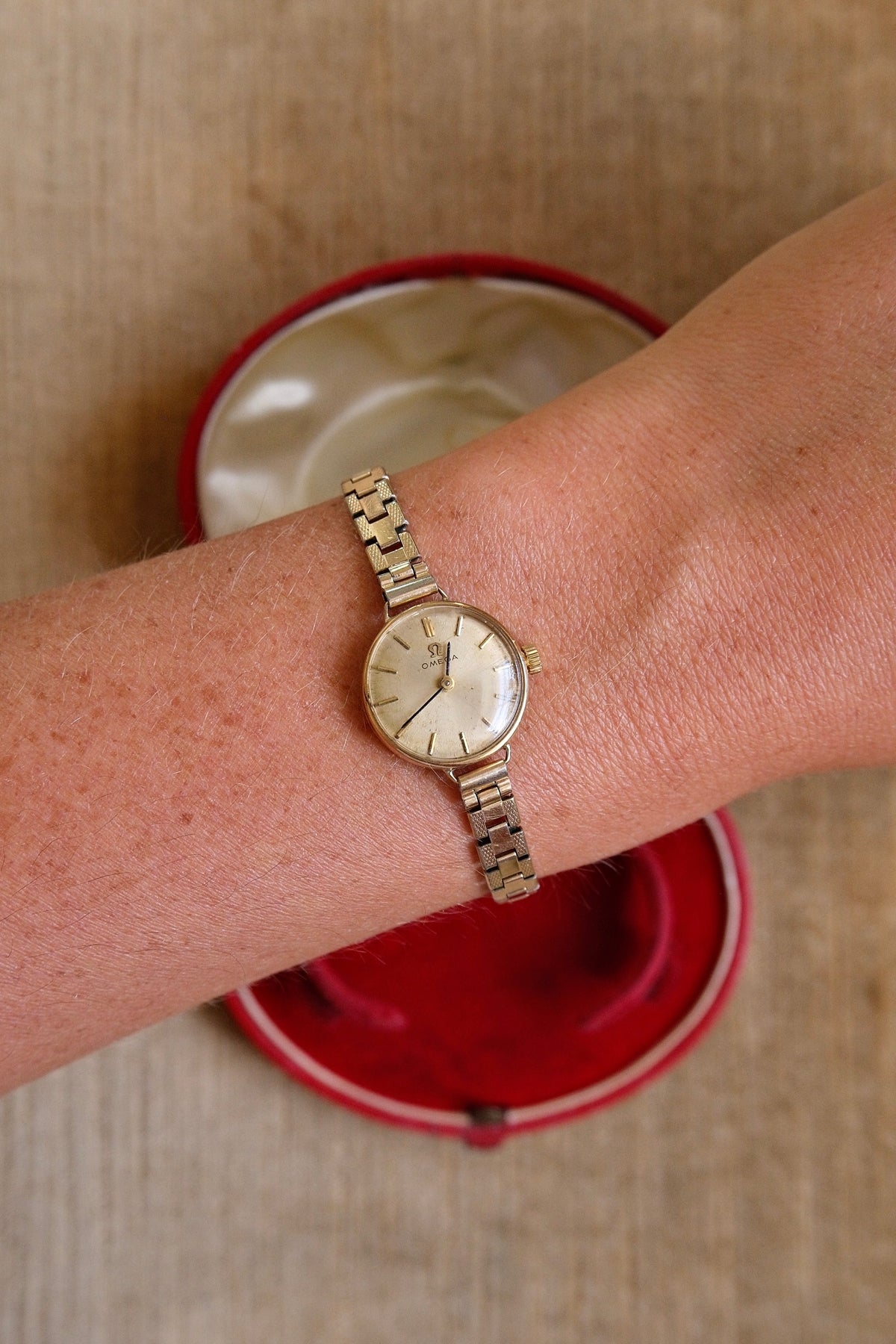 1960s Vintage 9ct Gold Case Omega Cocktail Watch Gold Plated Bracelet in Orginal Shell Omega Box Manual Wind