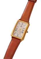 Vintage 90s Unisex Gold-Plated Fendi 500 Quartz Watch with Rectangular Tank-Style Dial