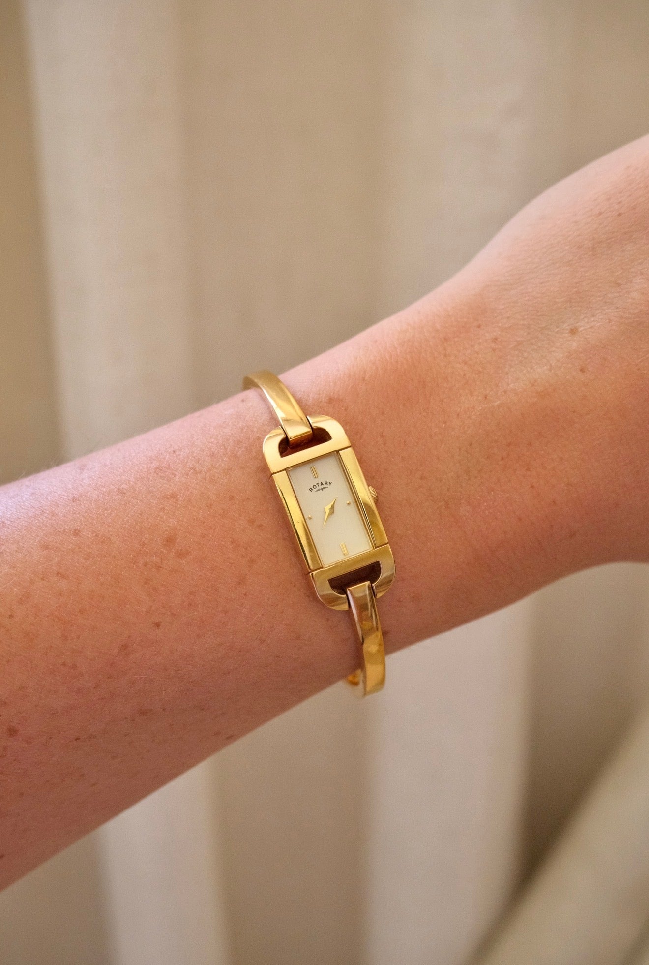 Vintage Ladies Gold 90s Rotary Watch Bangle Style Working