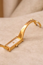 Vintage Gucci 1500L Gold Bangle Watch with White Dial, 90s Quartz