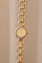 1990s Vintage Ladies 18k Gold Plated Raymond Weil Crystal Accent Dial Watch Working
