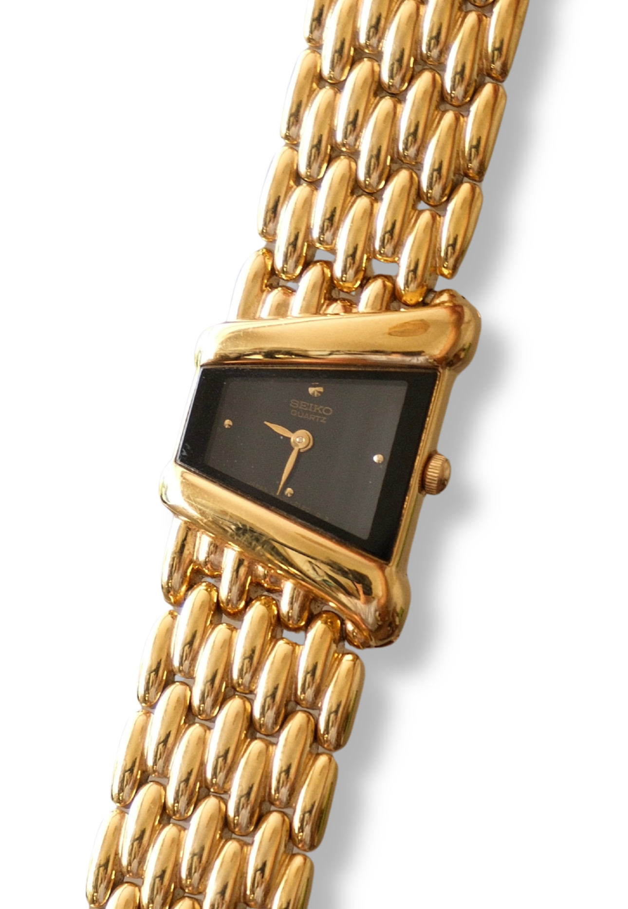 Rare 90s Vintage Ladies Gold Seiko Rivoli 4N00-5749  Watch with Black Dial