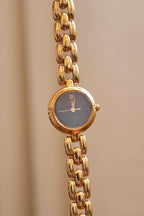 Rare 90s Ladies Gold Seiko Tisse Oval Black Dial Quartz Working