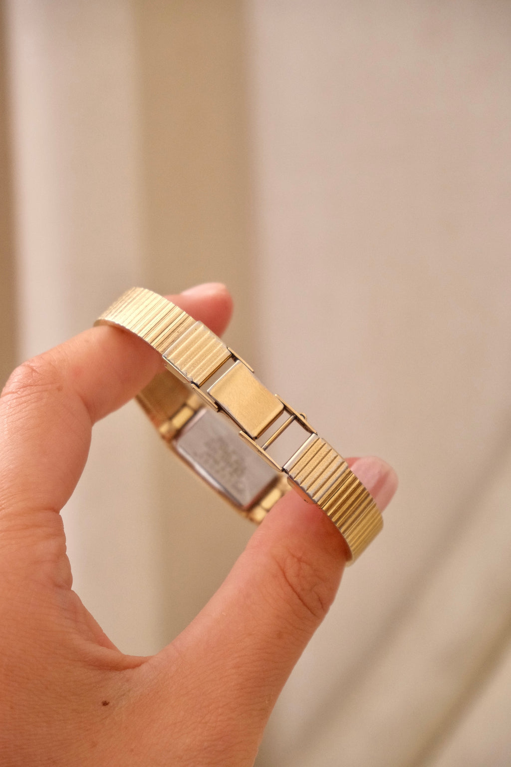 90s Vintage Rectangular Tank Style Seiko Gold Watch Working