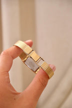 90s Vintage Rectangular Tank Style Seiko Gold Watch Working