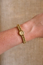 Rare Vintage Dainty 1986 Seiko 1E20-0440 Ladies Gold  Beaded Bracelet Quartz Watch Japan