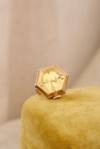 Rare 1970s Vintage Seiko Gold Mechanical Ring Watch Adjustbale Size Geometric Design