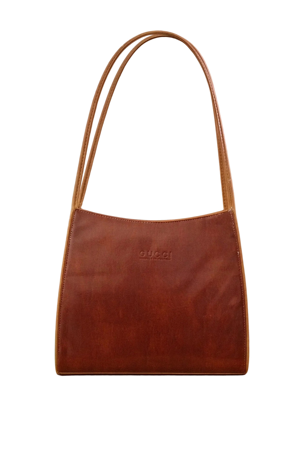 Rare Vintage Gucci Brown Leather Shoulder Bag Made in Italy Circa Late 1980s
